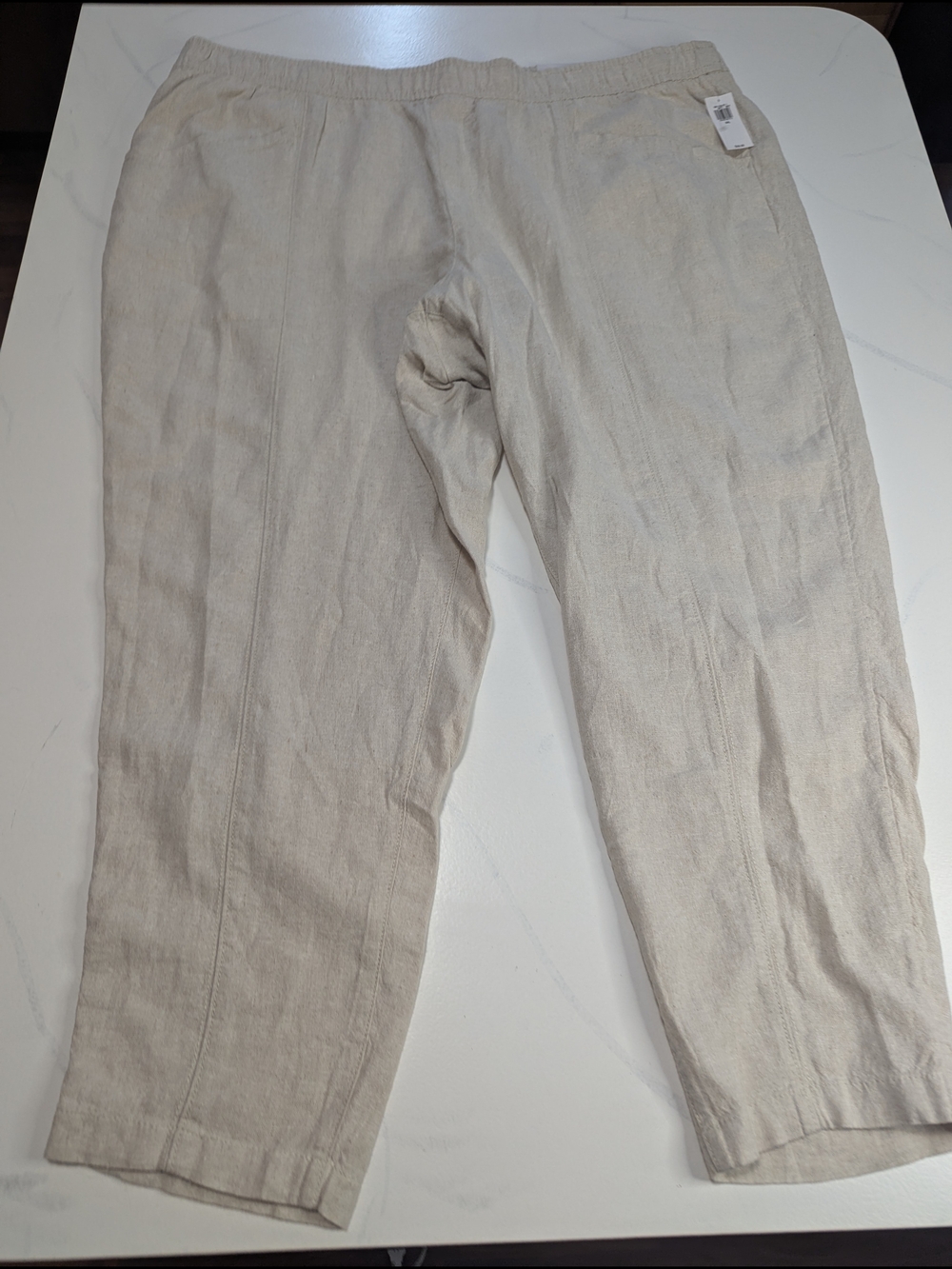 Old Navy Flax Linen Blend High Waisted Tapered Cropped Ankle Pants XXL Neutral